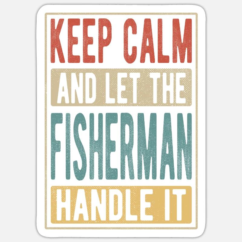 Cadeau rétro pêcheur - Sticker taille S (10 x 10 cm) - blanc mat