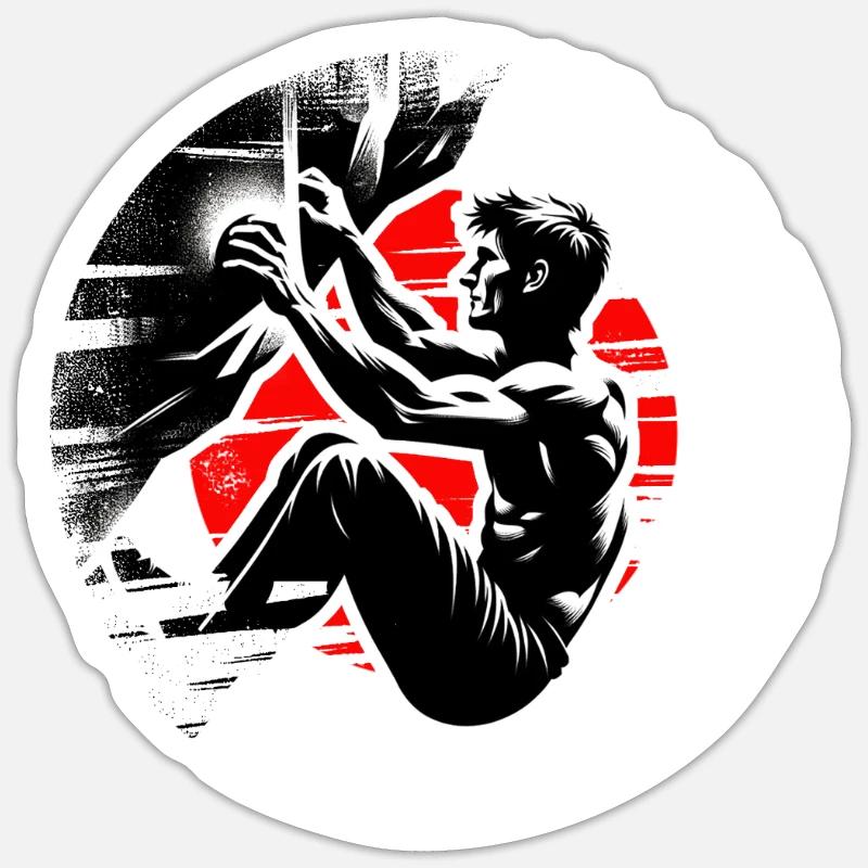 Japan Climber – Distressed Boulderer Climbing - Sticker size S (10 x 10 cm) - white matte