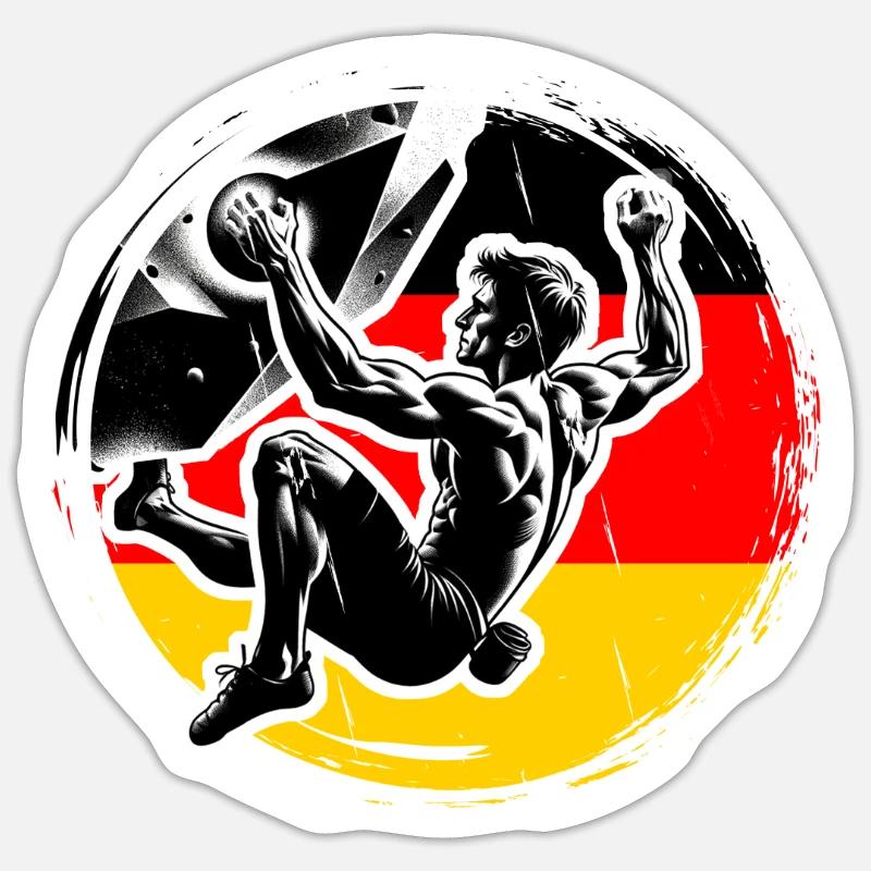 Germany Climber – Distressed Boulderer Climbing Sticker Größe S (10 x 10 cm)