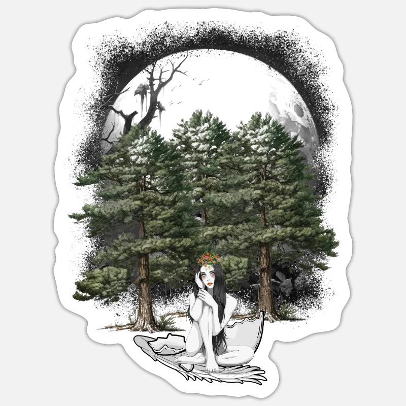 Mädchen Wald Fee Elfe Fantasy Märchenfigur Ei - Sticker Größe S (10 x 10 cm) - Mattweiß