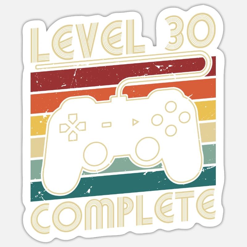 Level 30 Complete 30 Jahre Geburtstags Geschenk - Sticker Größe S (10 x 10 cm) - Mattweiß