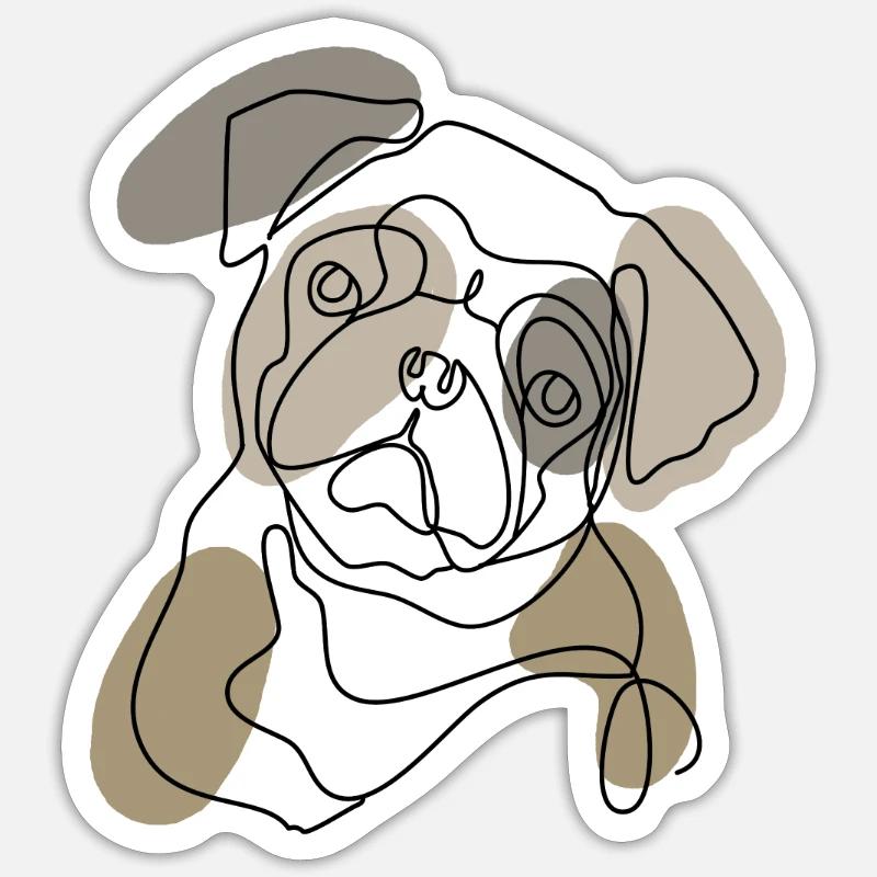 MOPS EINE ZEILE Sticker Größe S (10 x 10 cm)
