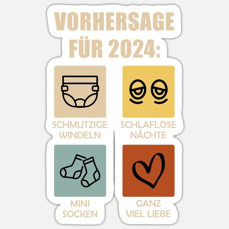 Werdende Eltern 2024 Vorhersage 2024 Sticker Größe S (10 x 10 cm)