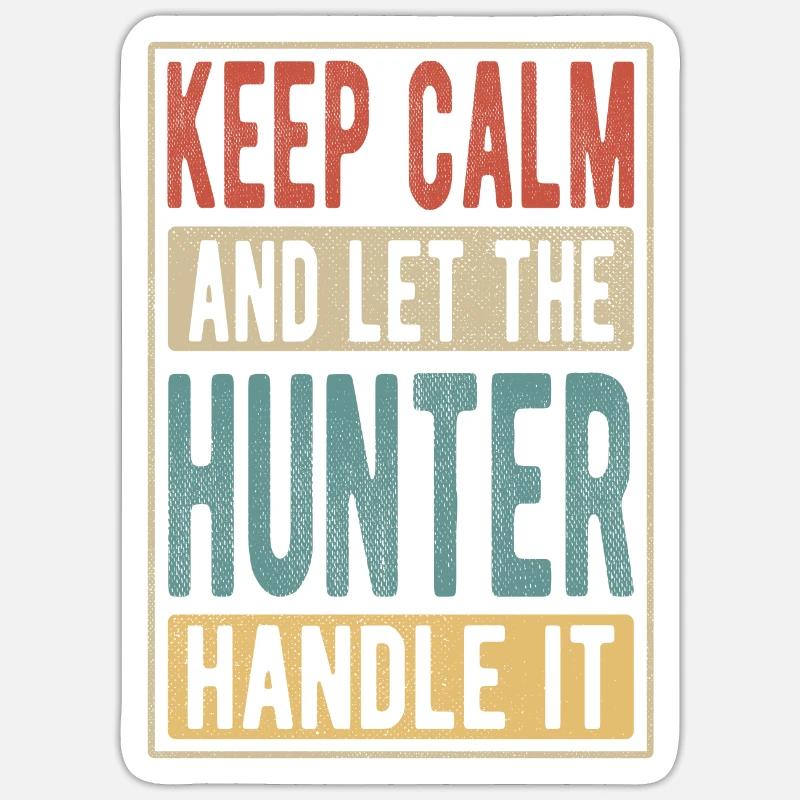 Hunter Retro Geschenk - Sticker Größe S (10 x 10 cm) - Mattweiß