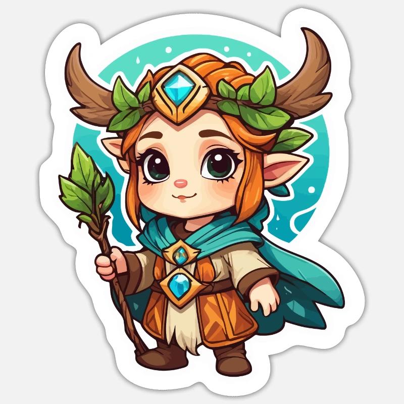 Druide Mignon Illustration Sticker taille S (10 x 10 cm)