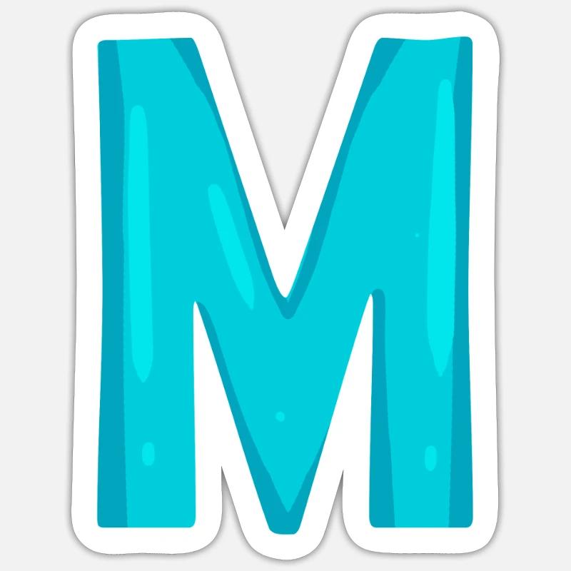Lettre M Lettre initiale - Sticker taille S (10 x 10 cm) - blanc mat