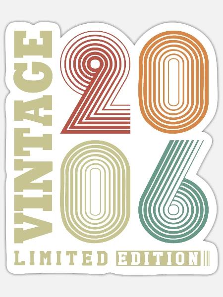Vintage 2006 Jahrgang Retro Geburtstag Geschenk - Sticker Größe S (10 x 10 cm) - Mattweiß