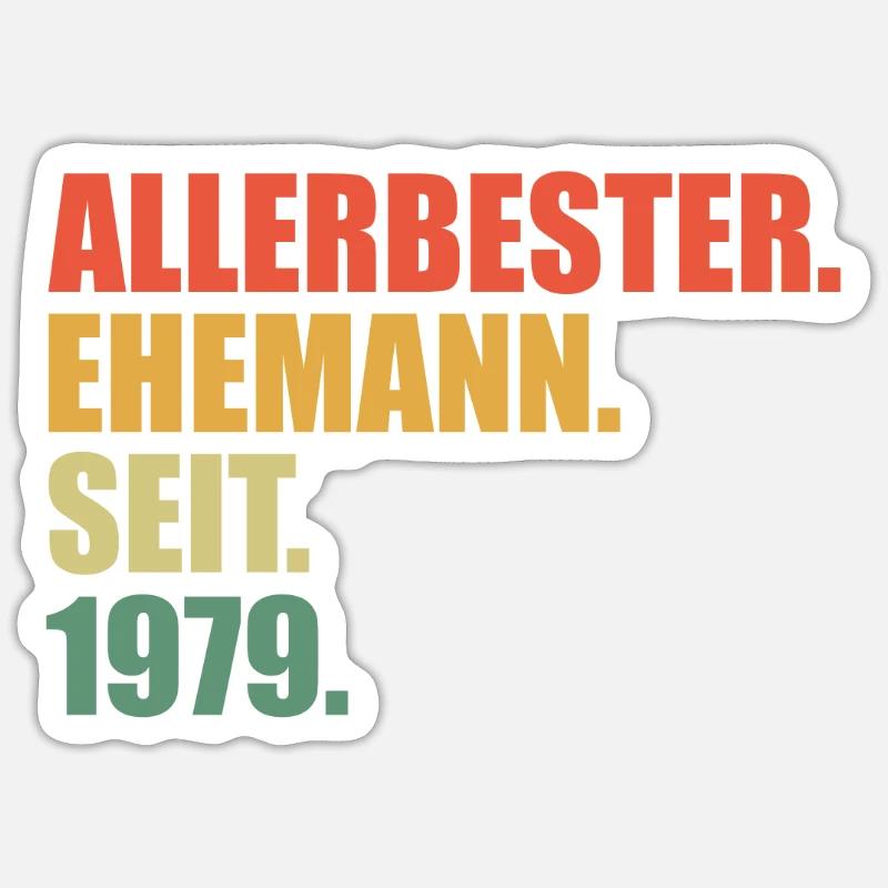 Bester Ehemann seit 1979 45.Hochzeitstag - Sticker Größe S (10 x 10 cm) - Mattweiß