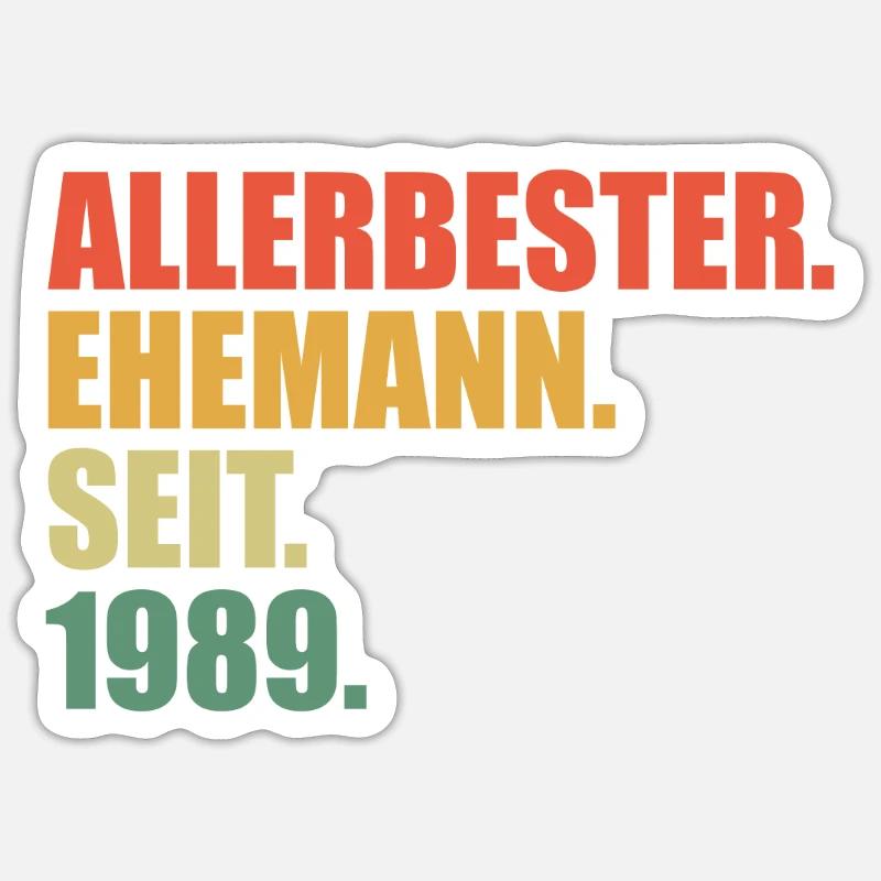 Bester Ehemann seit 1989 35.Hochzeitstag Sticker Größe S (10 x 10 cm)