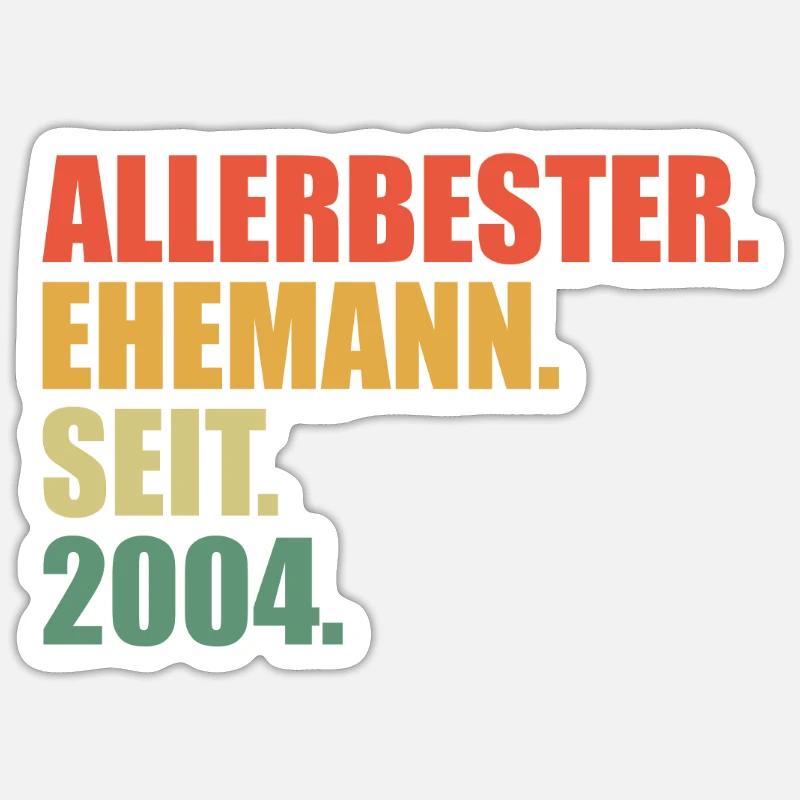 Bester Ehemann seit 2004 20.Hochzeitstag Sticker Größe S (10 x 10 cm)