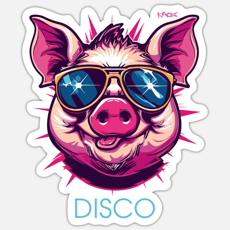 Disco Pig Sticker size S (10 x 10 cm)