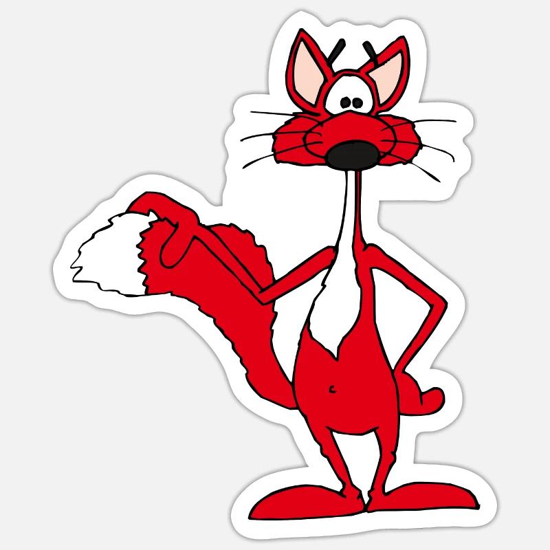 Renard roux souriant joyeusement - Sticker taille S (10 x 10 cm) - blanc mat