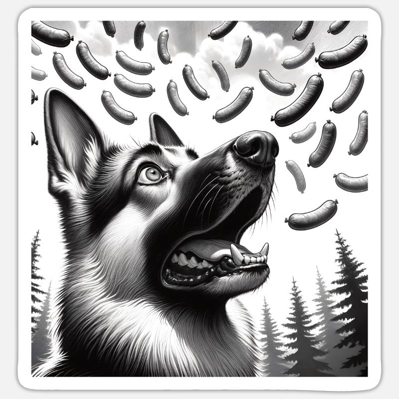 Schäferhund - Sticker Größe S (10 x 10 cm) - Mattweiß