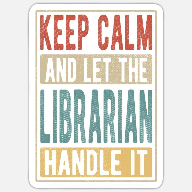 Librarian Retro Gift - Sticker size S (10 x 10 cm) - white matte