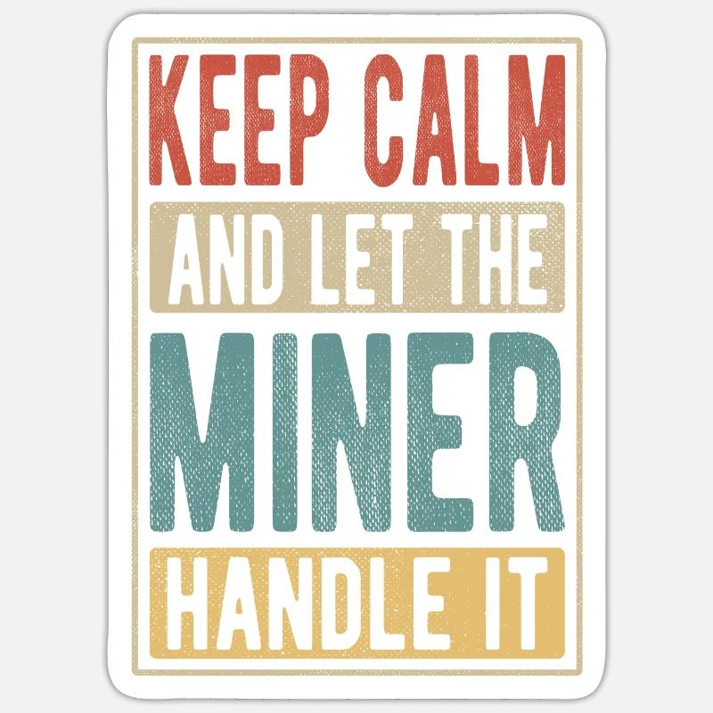 Miner Retro Geschenk - Sticker Größe S (10 x 10 cm) - Mattweiß
