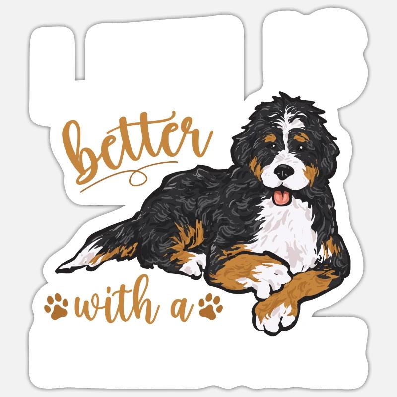 Bernedoodle Hund - Sticker Größe S (10 x 10 cm) - Mattweiß