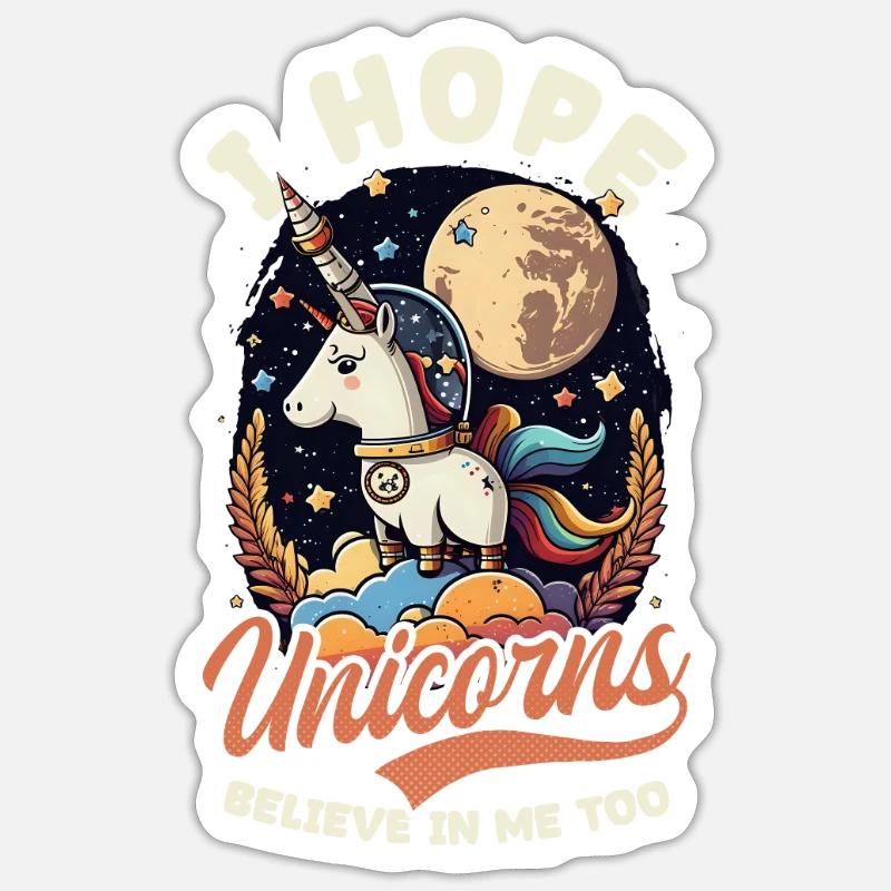 Einhorn-Hoffnung Einhörner glauben auch - Sticker Größe S (10 x 10 cm) - Mattweiß