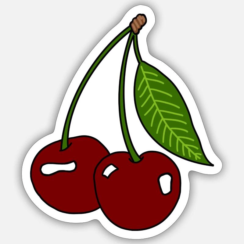 Cerises - Sticker taille S (10 x 10 cm) - blanc mat