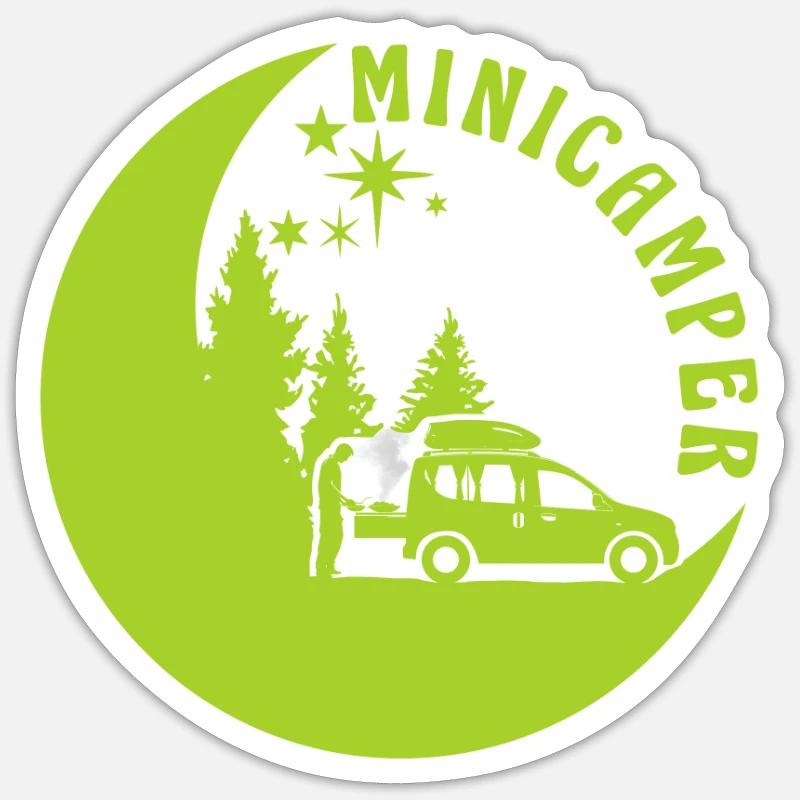 Minicamper Camping-Camper Microcamper - Sticker Größe S (10 x 10 cm) - Mattweiß