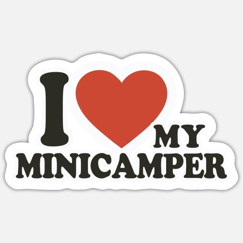 Minicamper Love Camping-Camper Microcamper - Sticker Größe S (10 x 10 cm) - Mattweiß