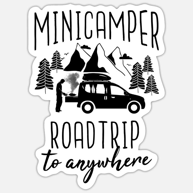 Minicamper Spruch Camping-Camper Microcamper - Sticker Größe S (10 x 10 cm) - Mattweiß