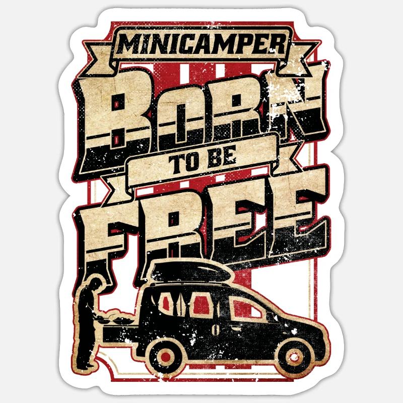 Minicamper BORN Camping-Camper Microcamper - Sticker Größe S (10 x 10 cm) - Mattweiß