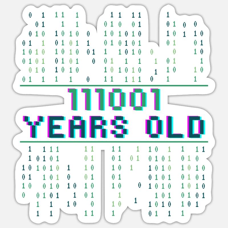 57. Geburtstag 57 Jahre alt Binärcode Coder Sticker Größe S (10 x 10 cm)