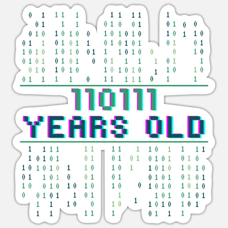 55. Geburtstag 55 Jahre alt Binärcode Coder Sticker Größe S (10 x 10 cm)
