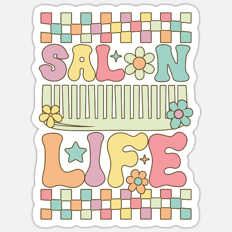 Groovy Coiffeur Coiffeur - Sticker taille S (10 x 10 cm) - blanc mat