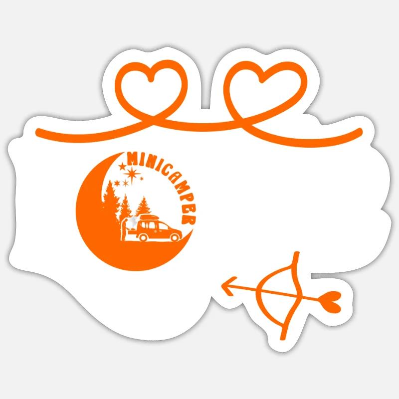 Minicamper Lover Herzen Camping-Camper Microcamper - Sticker Größe S (10 x 10 cm) - Mattweiß