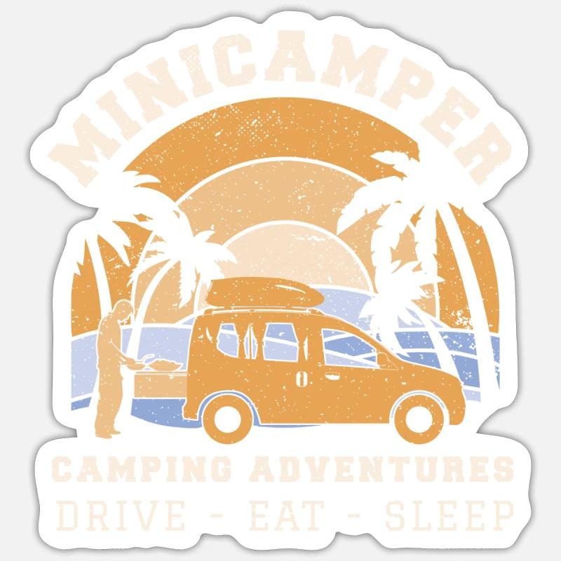 Minicamper ADVENTURES Camping-Camper Microcamper - Sticker taille S (10 x 10 cm) - blanc mat