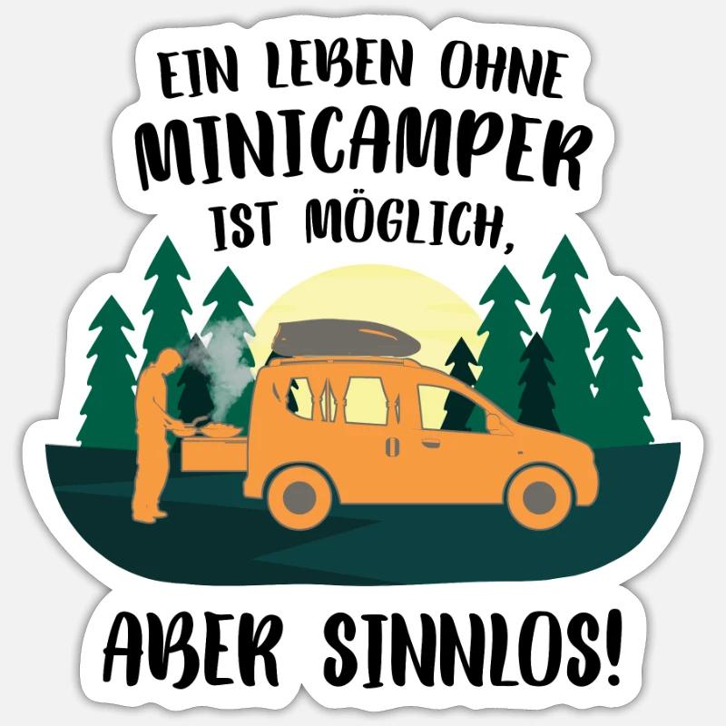 Minicamper SENSELESS Camping-Camper Microcamper - Sticker size S (10 x 10 cm) - white matte