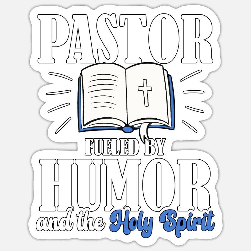 Un pasteur alimenté par l’humour pour les pasteurs - Sticker taille S (10 x 10 cm) - blanc mat