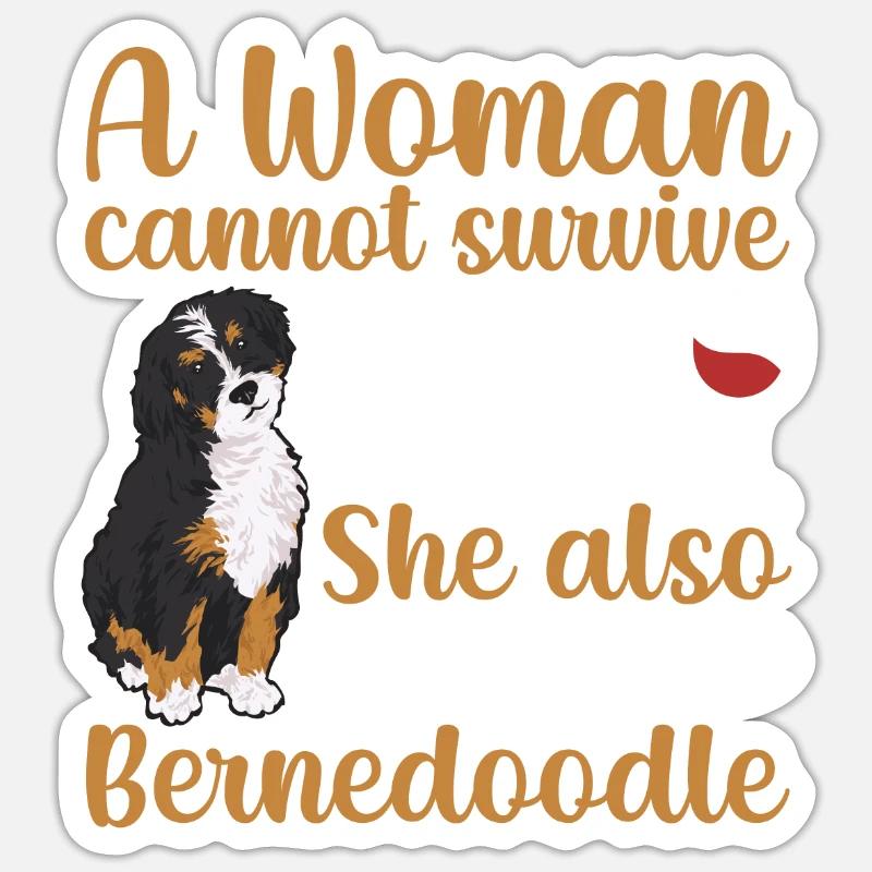 Chien Bernedoodle - Sticker taille S (10 x 10 cm) - blanc mat