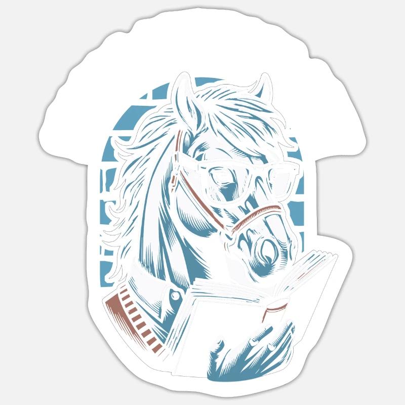 Pferd Reitsport Buch - Sticker Größe S (10 x 10 cm) - Mattweiß