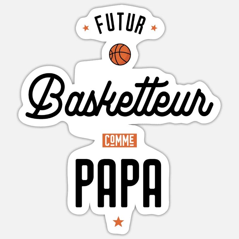 Futur basketteur comme papa - Sticker taille S (10 x 10 cm) - blanc mat