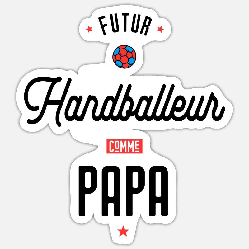 Futur handballeur comme papa - Sticker taille S (10 x 10 cm) - blanc mat