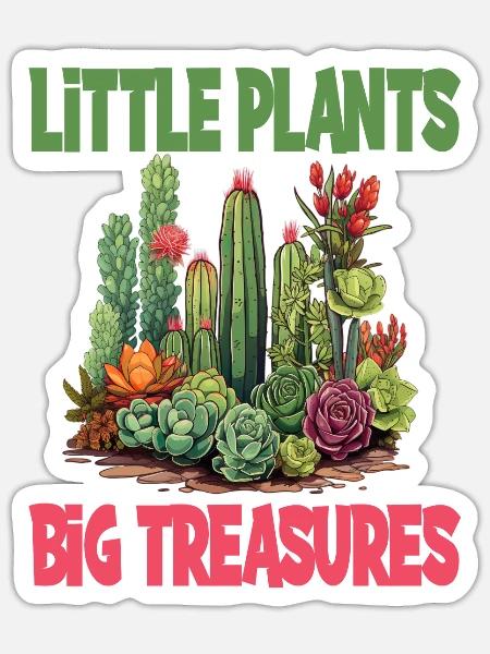 Little Plants Big Treasures - Sticker Größe S (10 x 10 cm) - Mattweiß