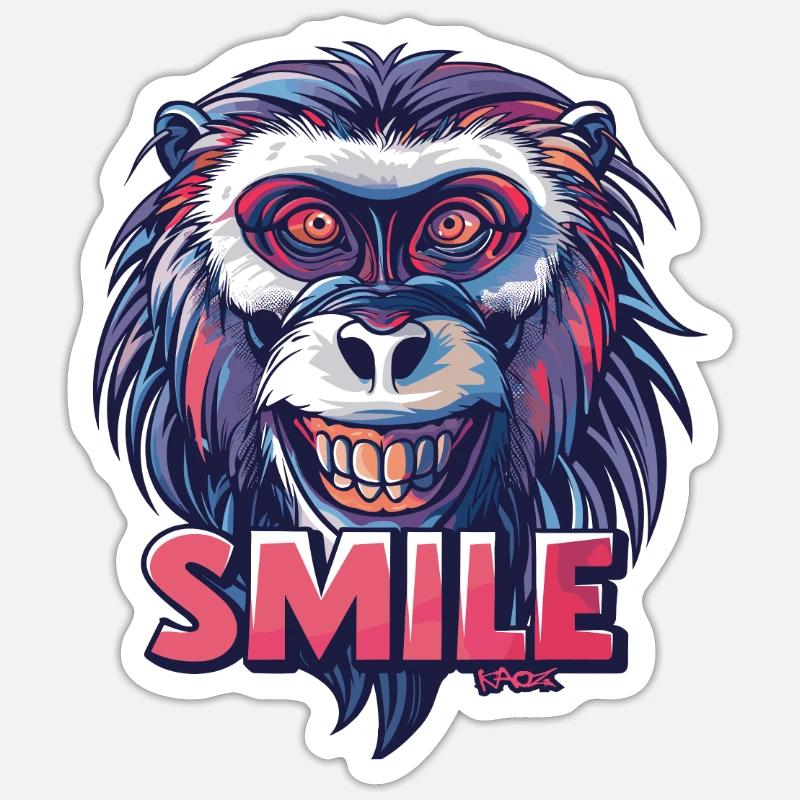 Souriez, singe, souriez - Sticker taille S (10 x 10 cm) - blanc mat