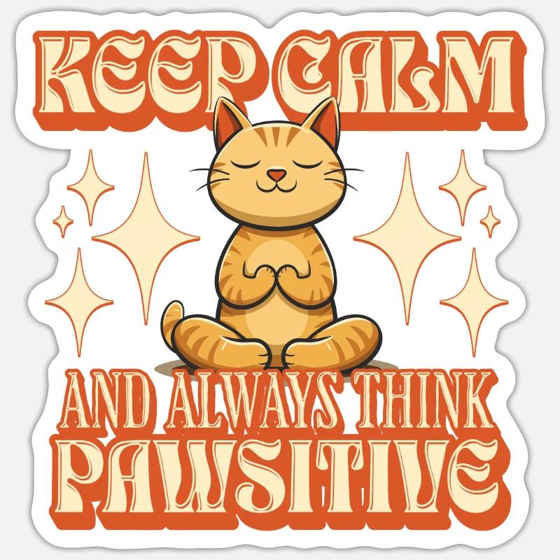 Keep Calm - always think PAWsitive - Sticker Größe S (10 x 10 cm) - Mattweiß