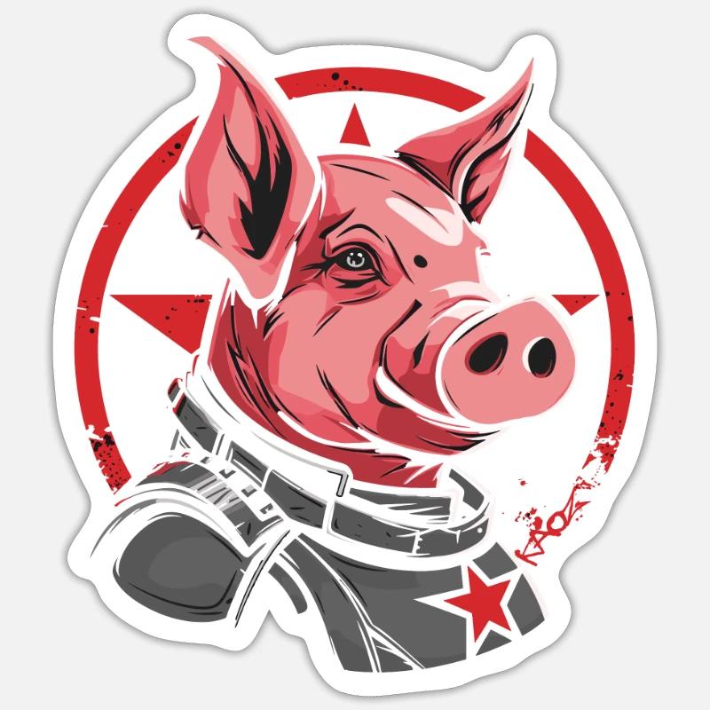 Cochon étoilé - Sticker taille S (10 x 10 cm) - blanc mat