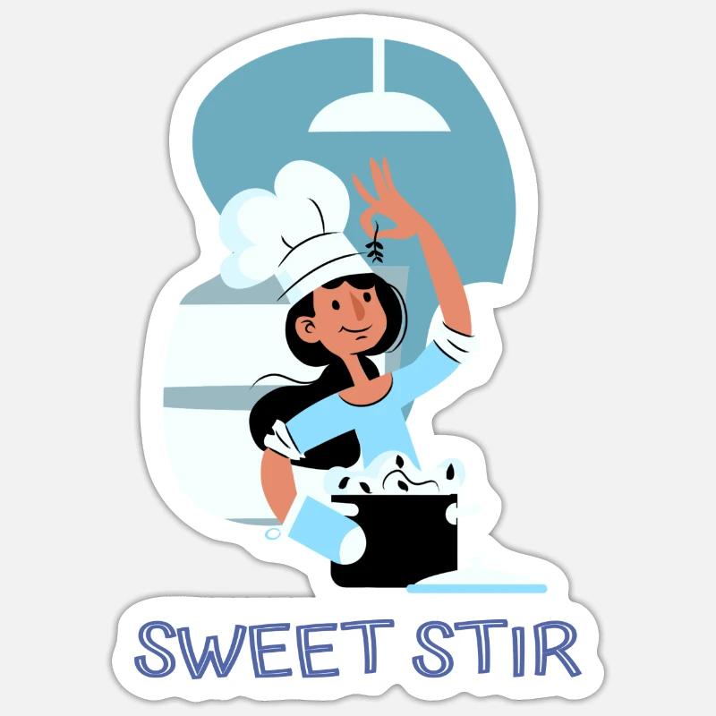 Chef Cook Kitchen Culinary Retro Bake Restaurant Sticker Größe S (10 x 10 cm)