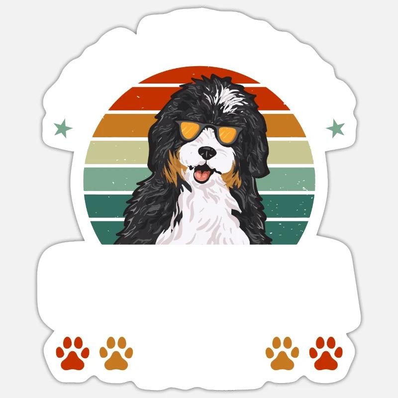 Bernedoodle Hund - Sticker Größe S (10 x 10 cm) - Mattweiß
