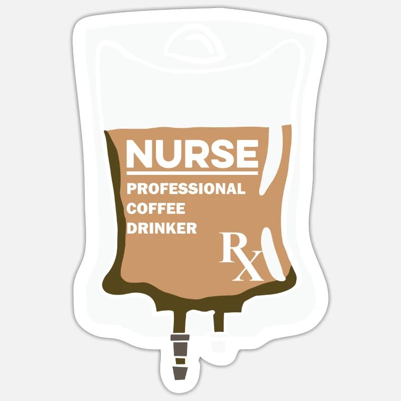 Krankenschwester Kaffee - Sticker Größe S (10 x 10 cm) - Mattweiß
