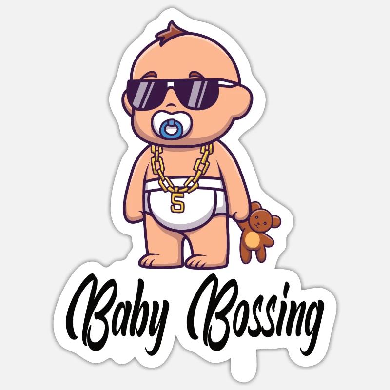 Baby Bossing Schwangerschaft Werdende Eltern - Sticker Größe S (10 x 10 cm) - Mattweiß