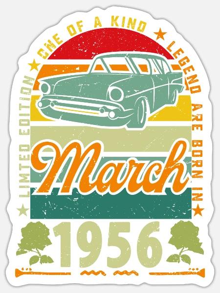 März 1956, März 1956, März 1956. - Sticker Größe S (10 x 10 cm) - Mattweiß