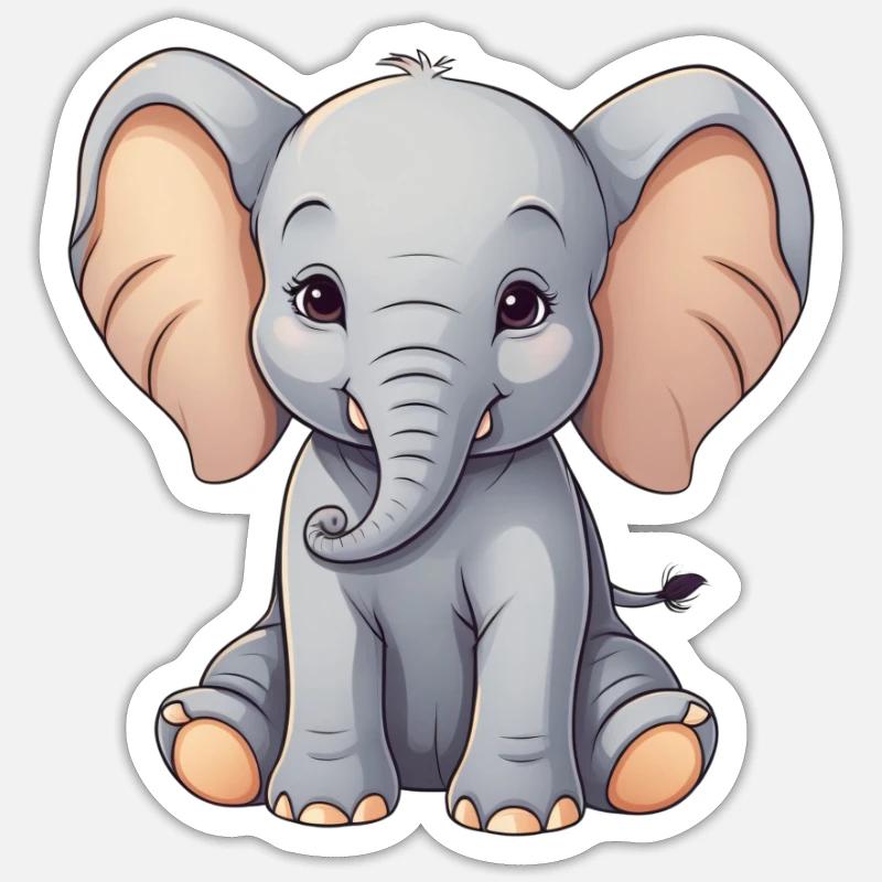 Éléphant Coloré Mignon Éléphant Bébé Dessin Animé - Sticker taille S (10 x 10 cm) - blanc mat