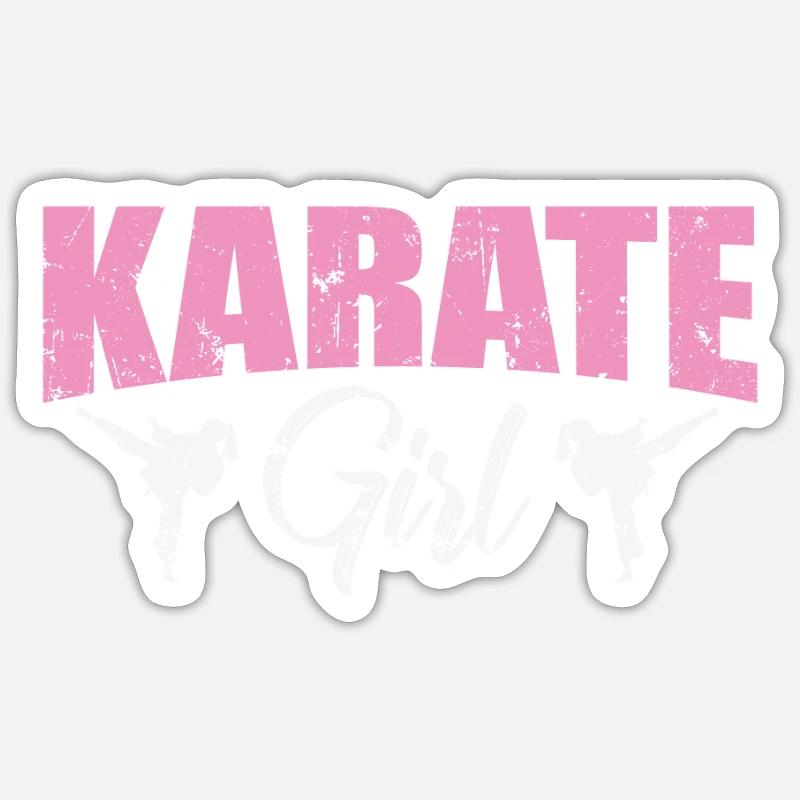 Fille de karaté - Sticker taille S (10 x 10 cm) - blanc mat