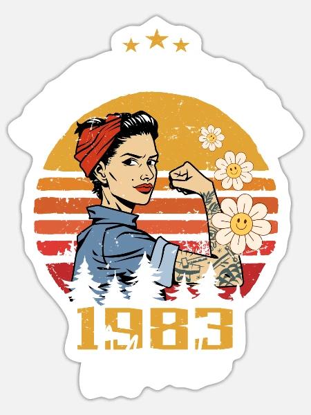 Frauen im März 1983 Geboren Geburtstag 1983 - Sticker Größe S (10 x 10 cm) - Mattweiß