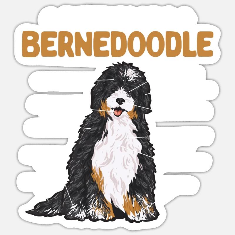 Bernedoodle Hund - Sticker Größe S (10 x 10 cm) - Mattweiß